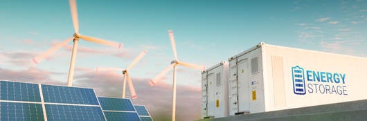 Energy storage system paired with wind and solar generation